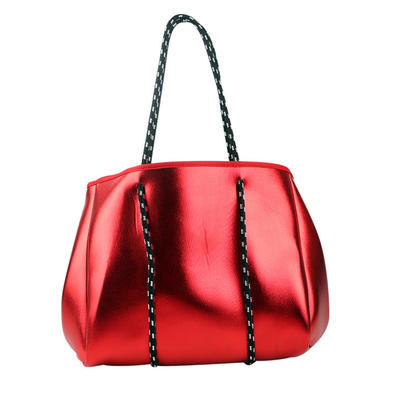 Beach Bag Hot Selling Perforated Shinny Color Neoprene Popular Handbags For Women