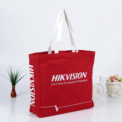 Promotion Custom Red Print Travel Cotton Reusable Canvas Shopping Bags