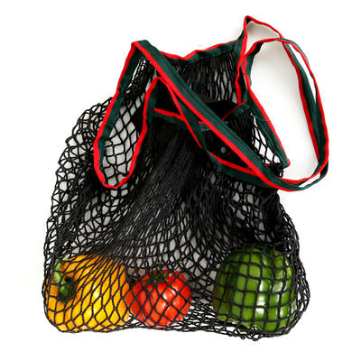 Light Weight Mesh String Bag With Colorful Stripe Long Handle Tote Or Tulle Shopping Bag