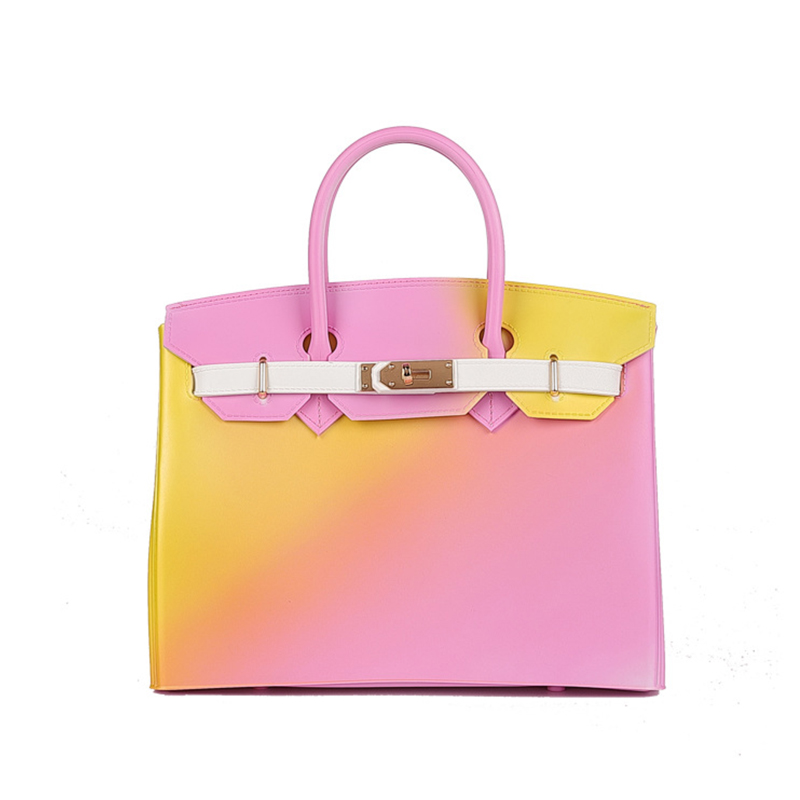 Low price promotion handbag women Fashion pvc rainbow handbag