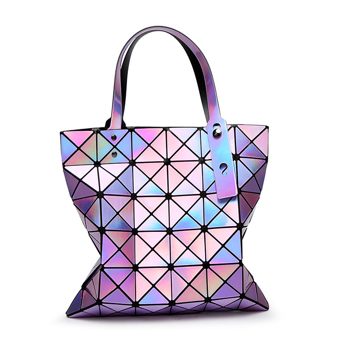 Geometry reflective luminouse shoulder tote handbag