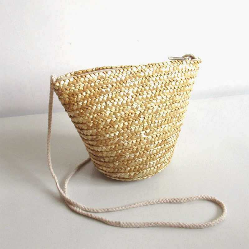 Wholesale lady hand knitting shoulder rattan straw bag