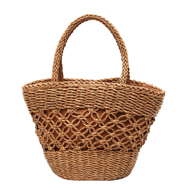 Wholesale travel beach tote straw bag woven shoulders tote hand bag