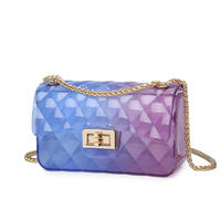 Translucent multi-color Handbags Ladies Shoulder Bag PVC Fashion Handbags Color Matte Shiny Candy Bag (rainbow color )