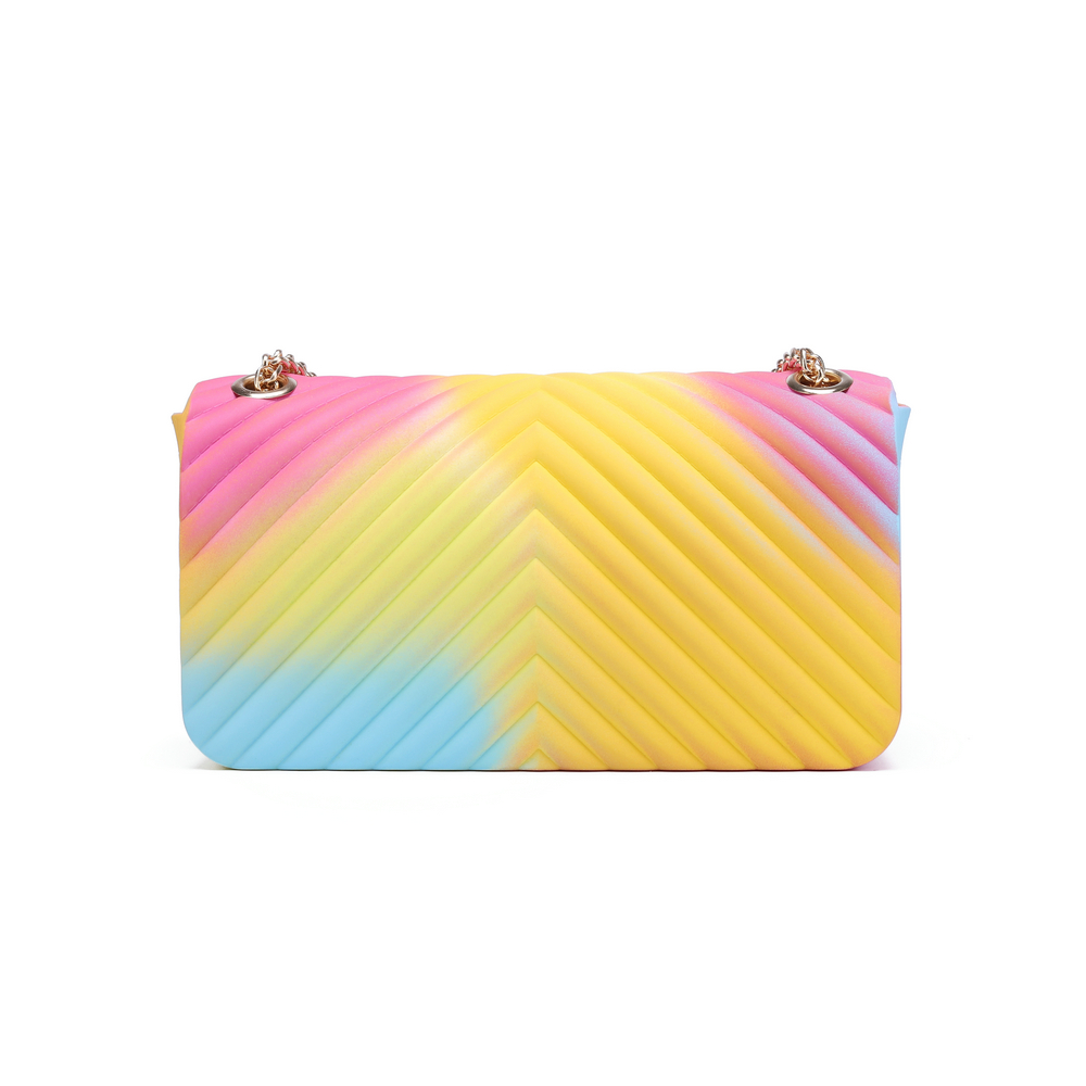 New Design Hot Sale Rainbow Cross body Matt Jelly Sling bag “V” Shape Handbag colorful bags 2020 for Lady